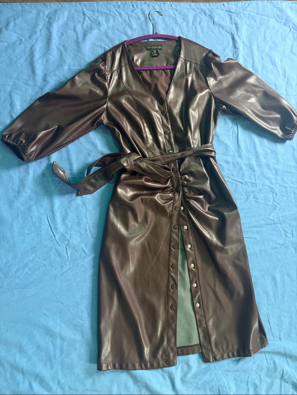 House of Harlow 1960 Faux Leather Dress in Deep Brown